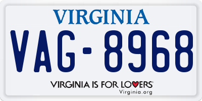VA license plate VAG8968