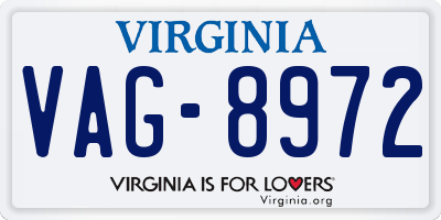VA license plate VAG8972