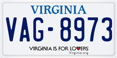 VA license plate VAG8973