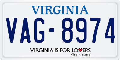 VA license plate VAG8974