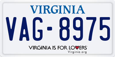VA license plate VAG8975