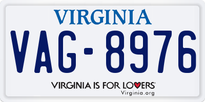 VA license plate VAG8976