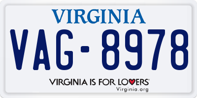 VA license plate VAG8978