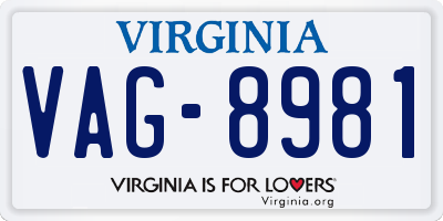 VA license plate VAG8981