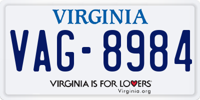 VA license plate VAG8984