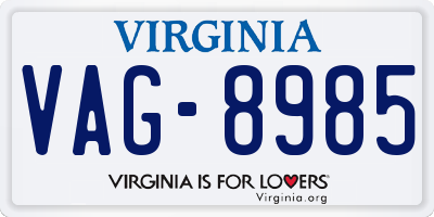 VA license plate VAG8985