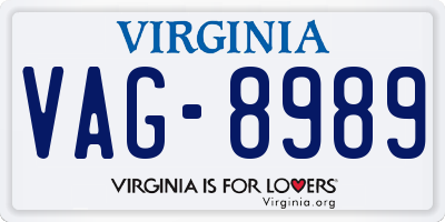 VA license plate VAG8989