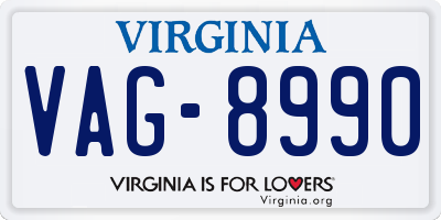 VA license plate VAG8990