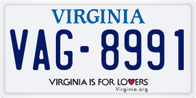 VA license plate VAG8991