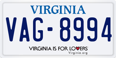 VA license plate VAG8994