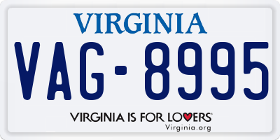VA license plate VAG8995