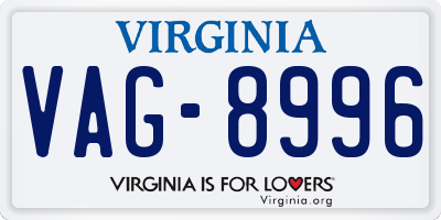 VA license plate VAG8996