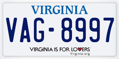 VA license plate VAG8997