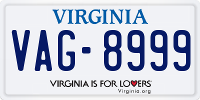 VA license plate VAG8999