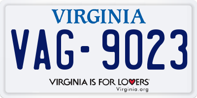 VA license plate VAG9023