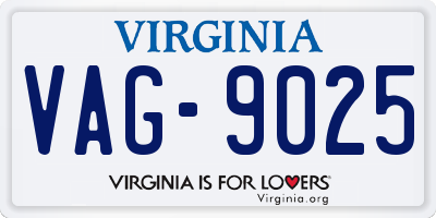 VA license plate VAG9025
