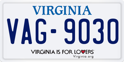 VA license plate VAG9030