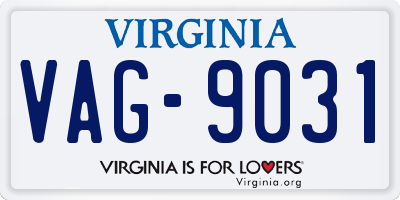 VA license plate VAG9031