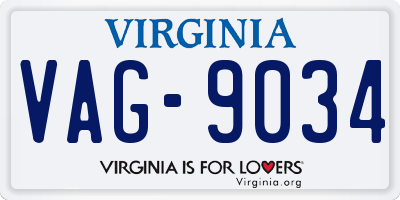 VA license plate VAG9034