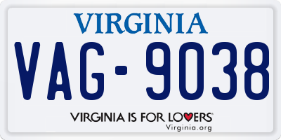 VA license plate VAG9038