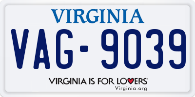 VA license plate VAG9039
