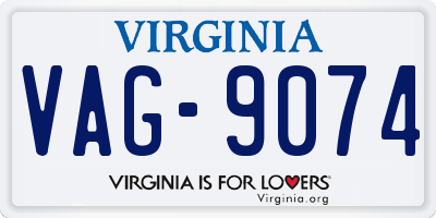 VA license plate VAG9074