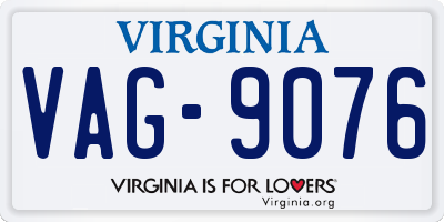 VA license plate VAG9076