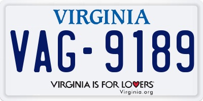 VA license plate VAG9189