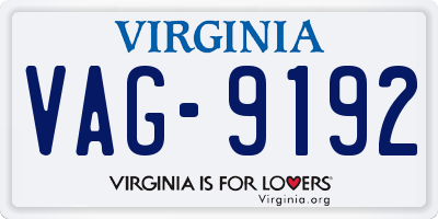VA license plate VAG9192
