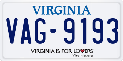 VA license plate VAG9193