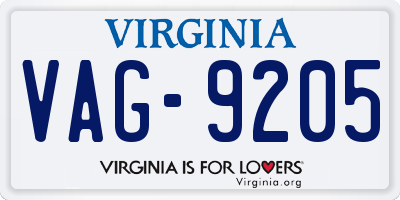 VA license plate VAG9205