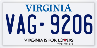 VA license plate VAG9206