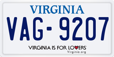 VA license plate VAG9207