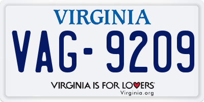 VA license plate VAG9209