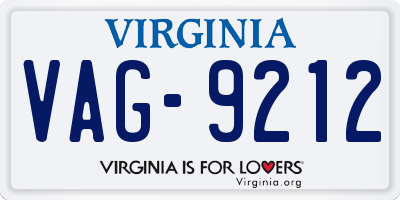 VA license plate VAG9212