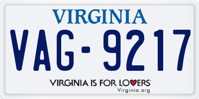 VA license plate VAG9217