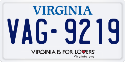 VA license plate VAG9219