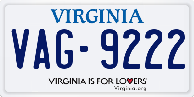 VA license plate VAG9222