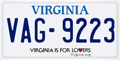 VA license plate VAG9223