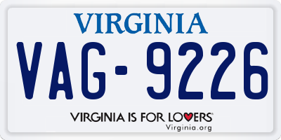 VA license plate VAG9226