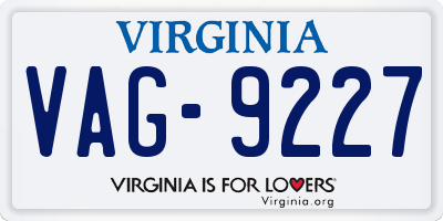 VA license plate VAG9227
