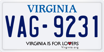 VA license plate VAG9231