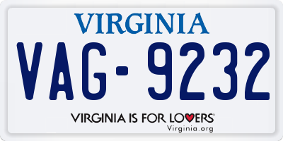 VA license plate VAG9232