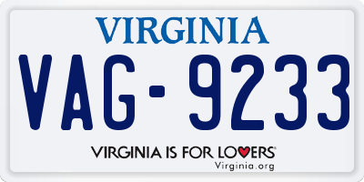 VA license plate VAG9233