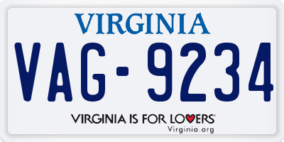 VA license plate VAG9234