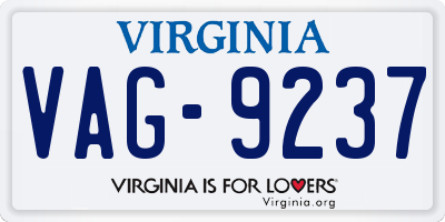 VA license plate VAG9237