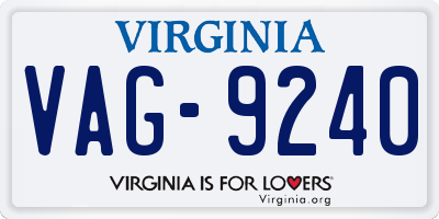 VA license plate VAG9240
