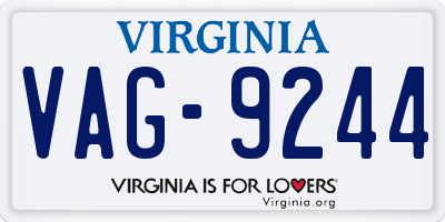 VA license plate VAG9244