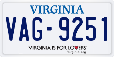 VA license plate VAG9251