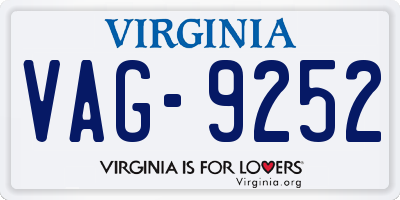 VA license plate VAG9252